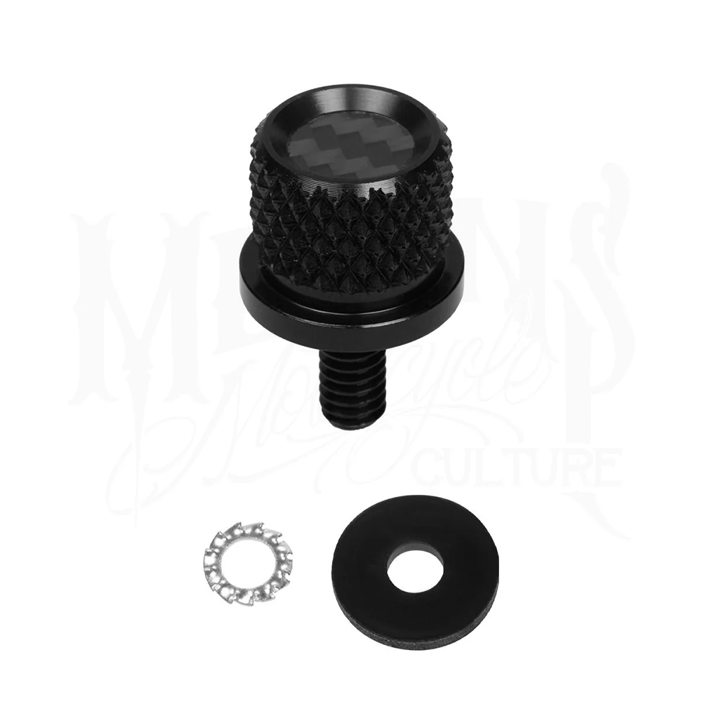 Moons Motorcycle Culture（ムーンズモーターサイクルカルチャー） / MOONSMC® Carbon Fiber 1/4″ Knurled Seat Bolt – Screw Kit|ブラインドタイガー | Blindtiger | ハーレーパーツ&アパレル